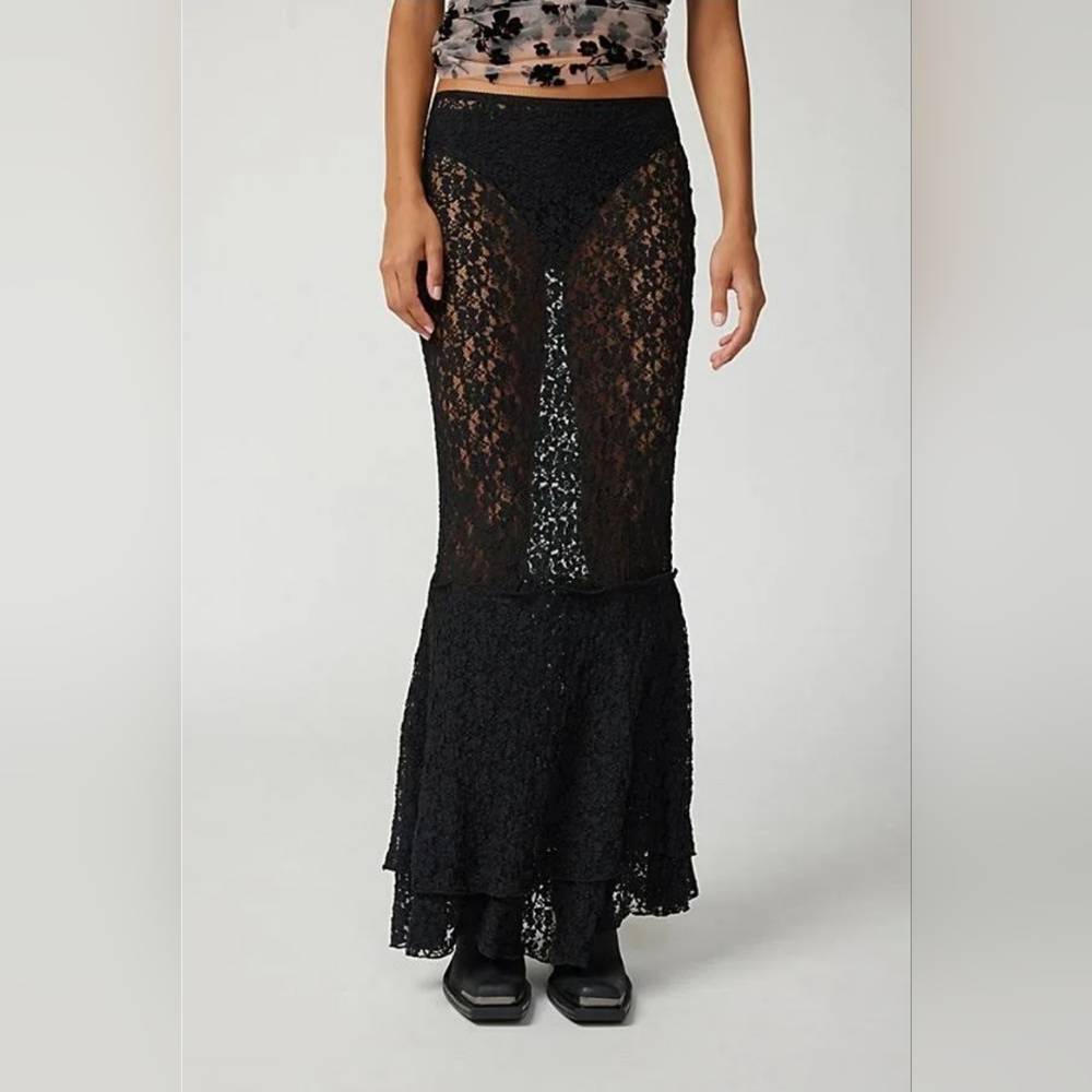 Urban Outfitters Kaley Sheer Lace Maxi Skirt